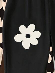 4件套女童休闲豹纹印花喇叭裤，舒适日常穿着，适合春、夏、秋季穿着。 - 彩色 - 查看 6