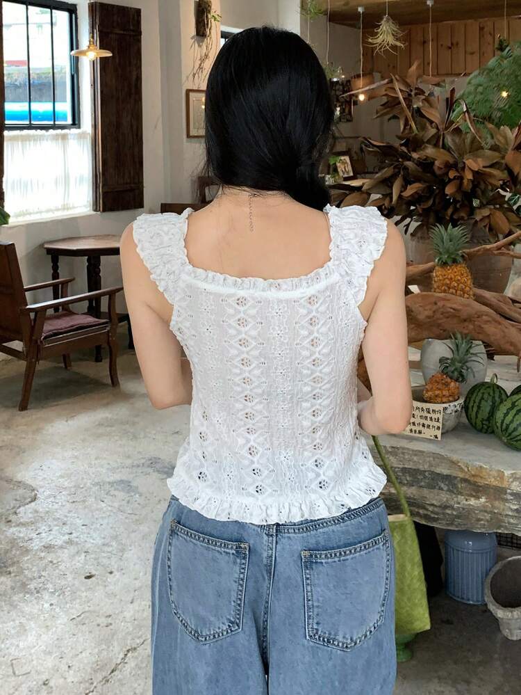 Women's Textured Korean Style Casual Girly Short Sleeve Shirt