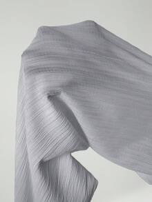 SHEIN Tall 高個女性適用 鬆緊抽繩腰長褲，紋理皺褶面料 - 灰色 - 查看 11