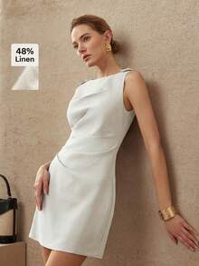MOTF PREMIUM RUCHED ZIPPER DRESS - White - View 1