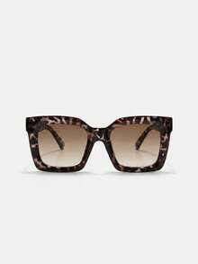Lumivelle 2pcs Women's Oversized Plastic Frame Bohemian Style Fashion Glasses Set, Suitable For Everyday Wear, Accessories - Black White Leopard Print - View 6