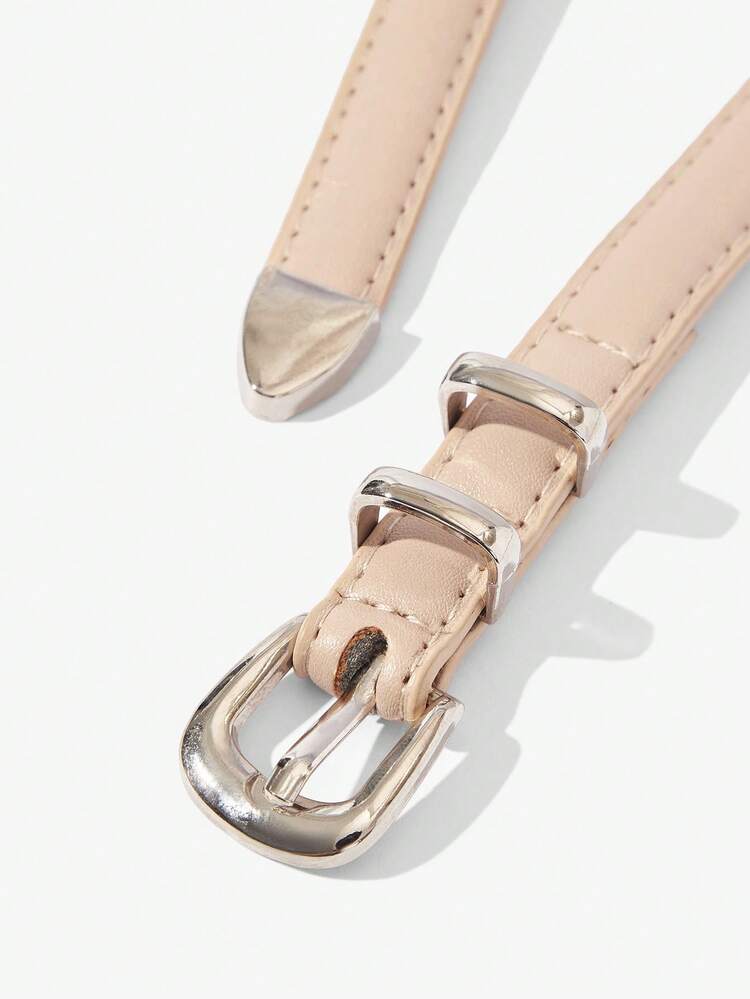 SHEIN Maija Silver Buckle Decorative Elegant Tight Belt