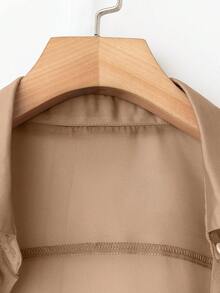GlowEve Plus Size Woven Solid Color Regular Sunscreen Shirt, Knit Camisole And Loose Opaque Shorts 3-In-1 Casual Elegant Spring/Summer 2-Piece Set - Brown - View 4
