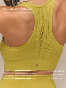 GLOWMODE Seamless Wild Racerback Sports Bra Gym  Spring Summer - Mustard Yellow - View 5