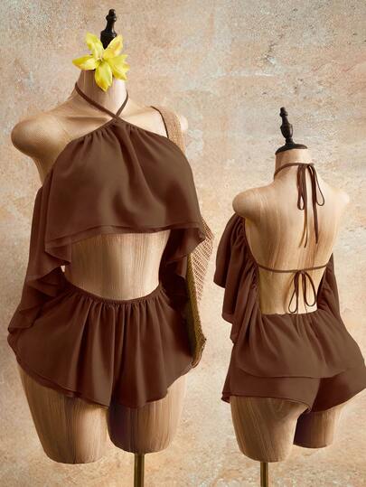 Mistrie Bộ jumpsuit hở lưng gợi cảm cho mùa hè