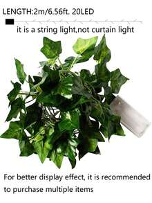 1pc 2M Artificial Ivy Leaf Plants With LED Light String, AA Battery Box Powered Green Vine Garland Chandelier For Wall Party Wedding Room Home Kitchen Indoor Outdoor Holiday Decoration (Batteries Not Included) - Warm Ivy - View 16