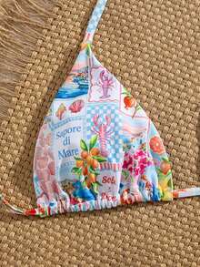 Swim Mod Bộ bikini hai mảnh buộc dây cổ, họa tiết caro lấy cảm hứng từ đại dương, gợi cảm, phù hợp cho kỳ nghỉ hè. - Nhiều màu - Xem 4