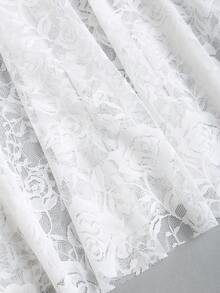 Sweetra Chân váy ôm sát eo cao, phối ren, dáng đuôi cá, gợi cảm, thích hợp cho mùa xuân/hè. - trắng - Xem 6