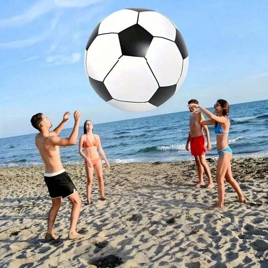 Large PVC Inflatable Football, Outdoor Game Prop, Beach Ball, Interactive Toss And Catch Toy - Multicolor - View 1