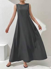 Al Najma Vestido sin mangas de unicolor con estilo árabe para mujer - Multicolor - Ver 9
