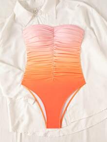 Swim Chiccia Baju Renang One-Piece Model Bandeau Warna Polos untuk Wanita, Pakaian Pantai Musim Panas - MultiWarna - View 2