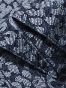Livesso Chaqueta vaquera casual y holgada para mujer con estampado de leopardo, azul - Azul - Ver 8
