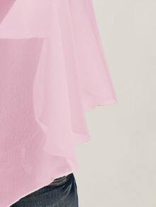 SHEIN ICON 加大码雪纺裹身三角杯系带吊带背心两件套 - 粉色 - 查看 5