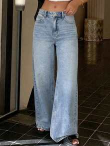 Dazy Tall Women's Tall Loose Street Style Straight Leg Jeans - Baby Blue - View 4