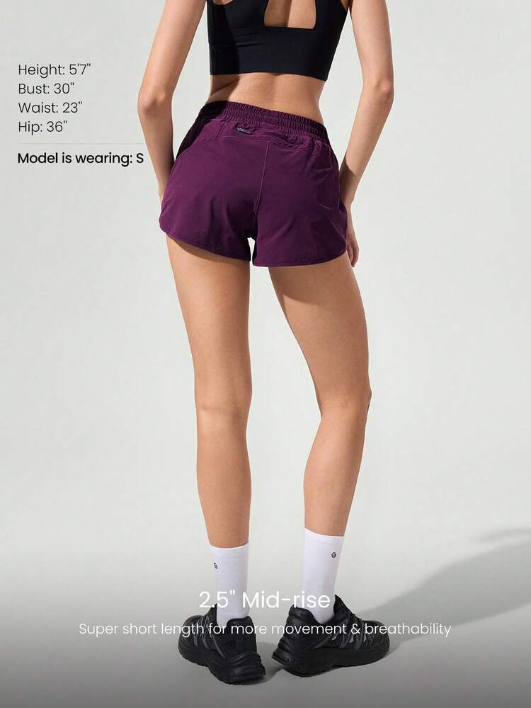 2.5" RefreshRun Shorts VitalSwift Ultralight Sweat-Wicking Mid-Rise Waist Adjustable Drawstring Waist Reflective Running Shorts With Built-In Anti-Odor Underwear Back Zip Pocket High Impact Workout Running Training Spring Summer