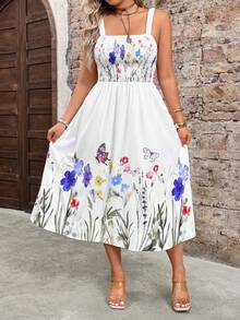 Breezaya Robe fleurie élégante, confortable et à la mode grande taille pour les vacances - Multicolore - Voir 5