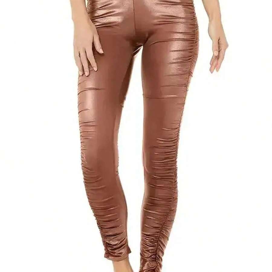 Alo Yoga Leggings HIGH WAIST CINCHED Sweat Absorption Breathable Lightweight Solid Good Elasticity Easy To Wash Gym Daily Women Brick Red W5967R - CHESTNUT SHINE - 磚紅色 - 查看 1