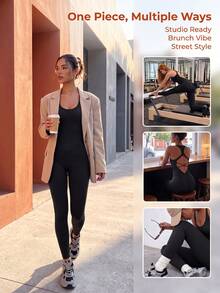 Easithlete Easithlete Women's Sexy Criss-Cross Back Jumpsuit - Black - View 4