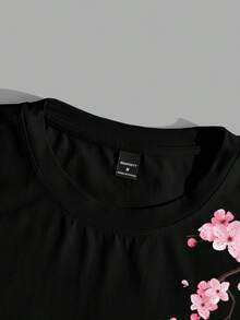 Manfinity Joysei Men's Chinese Character Print Round Neck Short Sleeve Casual Versatile T-Shirt - Black - View 5