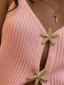 Sundraya Women's Starfish Decor Camisole Knit Top - Baby Pink - View 4