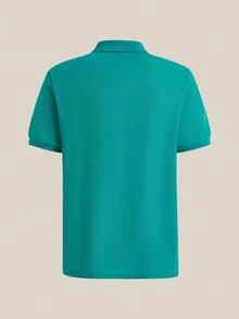 Courvante Men's Summer Solid Purple Polo Shirt, Short Sleeve Button Collared Golf Tennis Old Money Business Casual Top With Pocket - Green - View 4