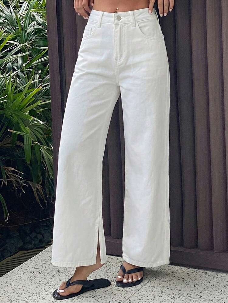 Women's Regular Waist Loose Straight Leg Casual Cropped Jeans
