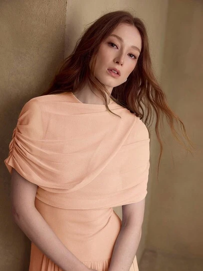 WOMEN'S KNITTED ELASTIC RUCHED DRESS