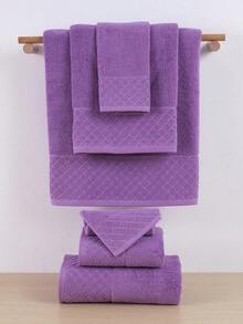 3 Pure Cotton Solid Color Face Towels, Lightweight And Breathable, With 100% Cotton Buckle. Suitable For Bathrooms, Gyms, Travel, Gifts, Beauty Salons, Sports, Outdoor Activities, Schools, And Home Essentials. - Purple - View 9
