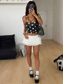 Coolane Áo tank top hai dây phối màu khối, kiểu dáng vintage Y2K thời trang dành cho nữ. - màu đen - Xem 2