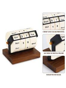 Rotary Perpetual Calendar 2025 2026 Wooden Rotating Reusable Desk Calendar With Motivational Quote Countdown Calendar For Home Office Desk Decor Desktop Organizer Modern Tabletop Decor Gift - Style 1 - View 7