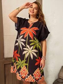 EMERY ROSE Vestido de manga corta a rayas para mujer de talla grande, primavera temprana - Multicolor - Ver 4