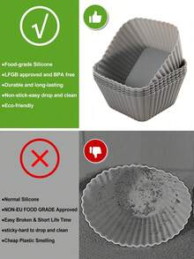 SHEIN 6Pcs Red Silicone Cupcake Muffin Baking Cups Liners Reusable Non-Stick Cake Molds Set - Red - View 6
