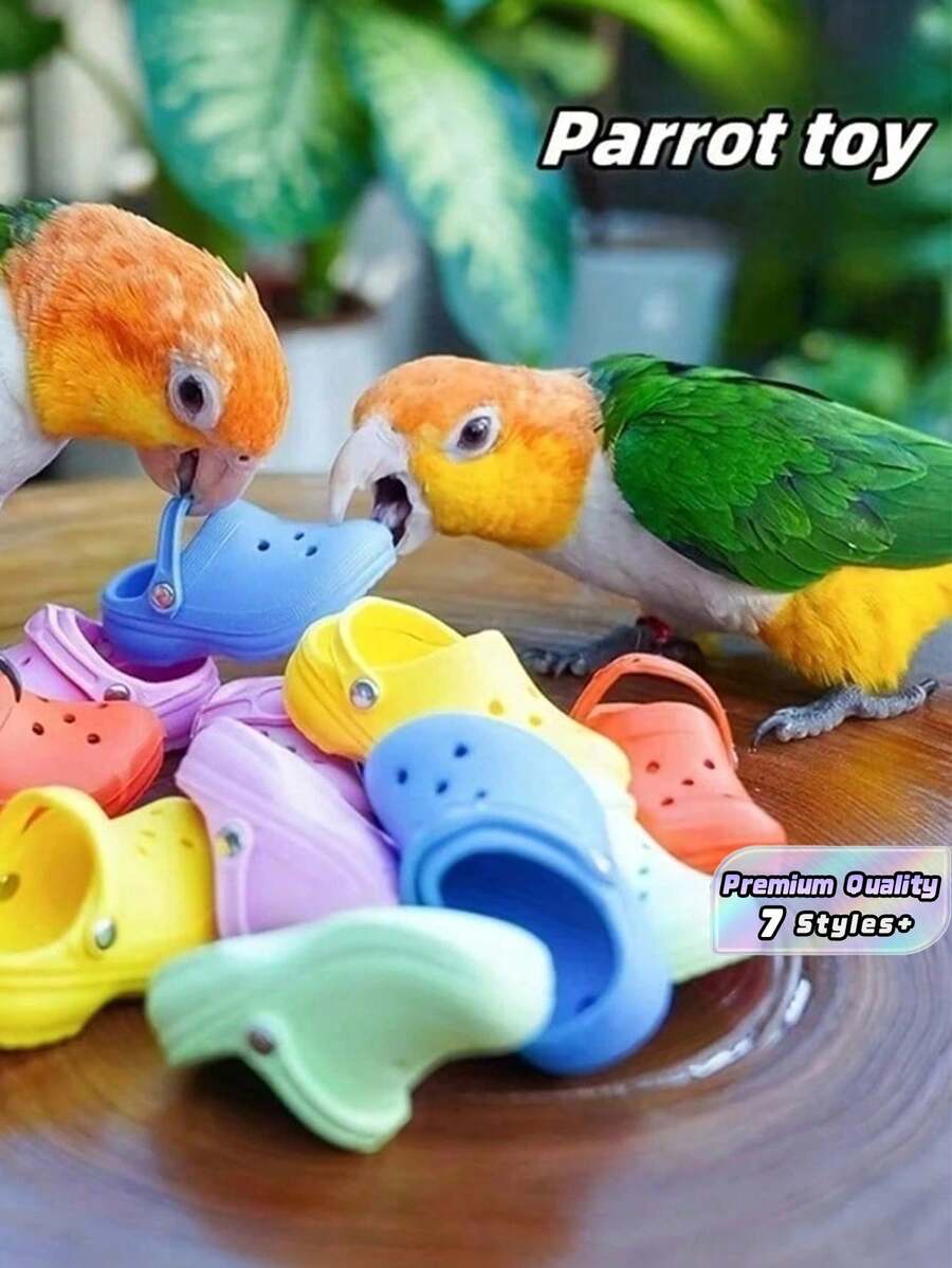 10pcs Parrot Chew Toy Slipper Model Bird Toy Suitable For Spring And Summer Birds Grinding Teeth Cleaning Teeth Relief From The High Vent Clear Educational Bird Toy Training Toy Silicone Material Assured Use Of Random Color - Multicolor - View 1
