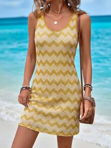 Sylviya Đầm dệt kim Jacquard dáng thường ngày dành cho nữ, thích hợp cho kỳ nghỉ hè. - Nhiều màu - Xem 5