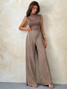 SHEIN Women, Spring, Summer, Long Length, Natural Waist, Daily Wear/ Comfortable, - Chocolate Brown - View 5