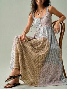 SoleilVie Women's Bohemian Print Spaghetti Strap Dress - Multicolor - View 1