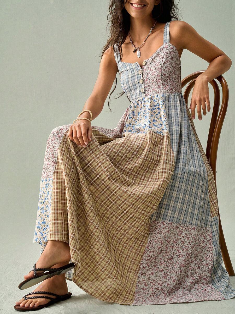 SoleilVie Women's Bohemian Print Spaghetti Strap Dress - Multicolor - View 1