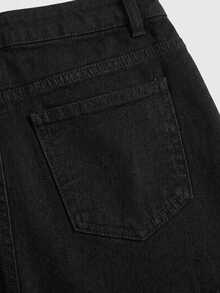 Maija Women's Denim Mini Skirt, Y2K Style, For Concerts, Back To School, Autumn - 黑色 - 查看 9