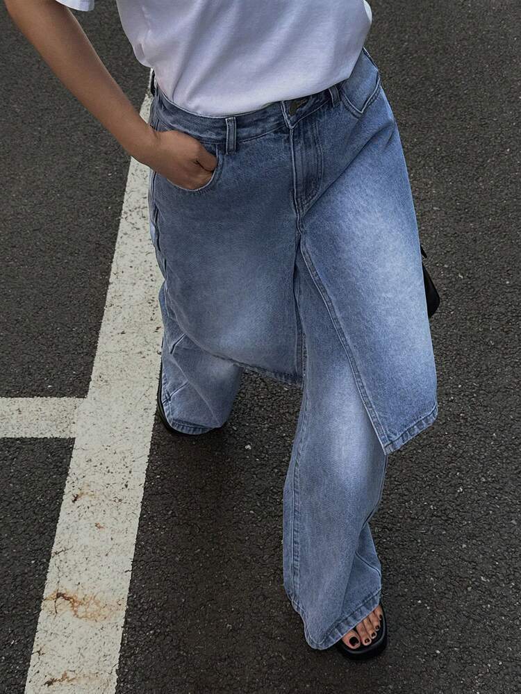 Women's Casual Fashion Street Loose Wide-Leg Jeans