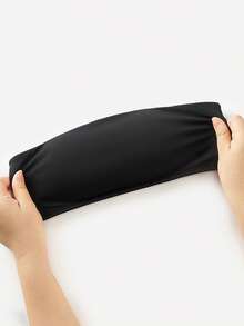 SHEIN Sujetador sin tirantes sólido con encaje de contraste y sin aros - Negro - Ver 10