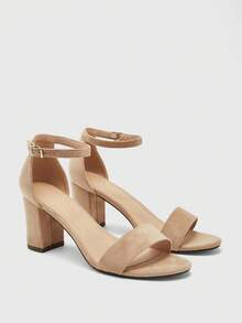 CUCCOO BIZCHIC Women's Fashion Comfortable Round Toe Buckle Ankle Belt Thick Heel Sandals, Multi-Functional Spring And Summer Shoes New, Elegant And Simple, Versatile - Almond color - View 4