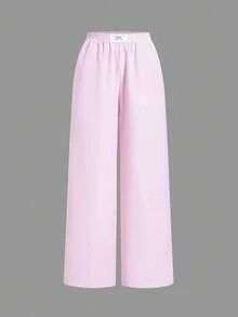 SHEIN Tall CURVE 大码弹力腰直筒宽松条纹裤，夏季百搭 - 彩色 - 查看 7