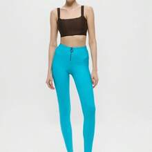 Alo Yoga Leggings HIGH WAIST FAST Sweat Absorption Breathable Lightweight Solid Good Elasticity Easy To Wash Running Sports Women Sky Blue W5949R - BRIGTH AQUA - 湖藍色 - 查看 2