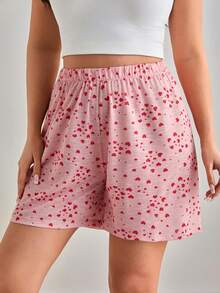 SHEIN Conjunto de shorts feminino plus size Cotton Line, cintura alta, confortável e casual, 3 peças, multicolorido, para uso diário. - Multicolorido - Ver 8