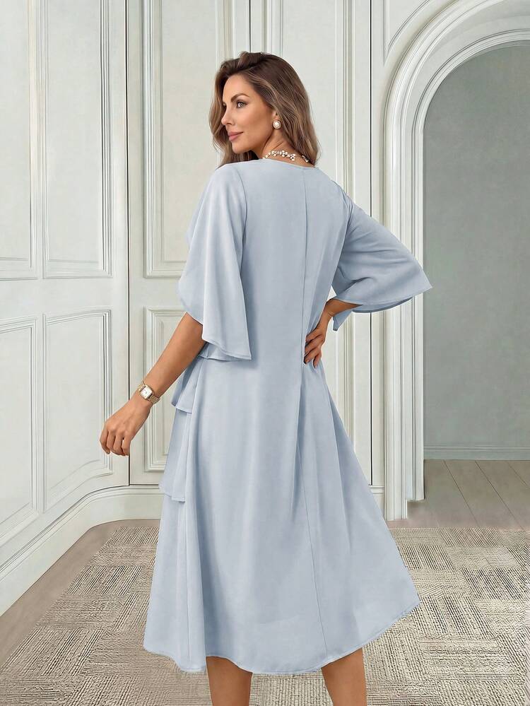 Middle-Aged & Elderly Women's Elegant Solid Color Party Dress