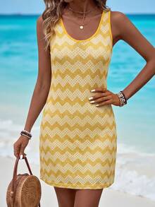 Sylviya Đầm dệt kim Jacquard dáng thường ngày dành cho nữ, thích hợp cho kỳ nghỉ hè. - Nhiều màu - Xem 3