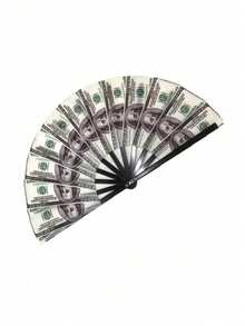 Joivida 1 buah Kipas Genggam Lipat Motif Dolar Retro, Perlengkapan Fotografi Pesta, Hadiah untuk Natal, Hari Ibu, Hari Ayah, Ulang Tahun - warna-warni - View 12