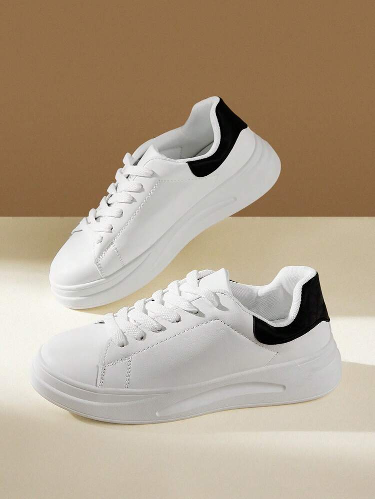 CUCCOO EASI Women's Simple, Fashionable And Comfortable Flat-Bottomed Lace-Up Casual White Sneakers, Suitable For Summer Vacation, Summer Sneakers, Casual Shoes, Back-To-School Shoes, College Students' Shoes, Autumn/Spring And Autumn Versatile Women's Shoes, Women's Sneakers, Spring Shoes, Easter Shoes, Christmas Back-To-School Shoes