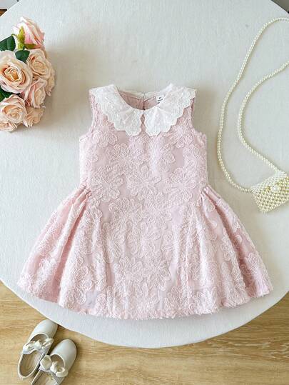 Young Girl Cutout Floral Round Neck Sleeveless Cute Dress