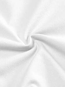Manfinity Joysei Men's Casual Solid Color Letter Embossed Short Sleeve T-Shirt, Summer - White - View 5